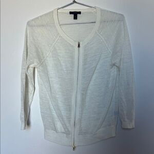 Lightweight 55% Linen White Cream Zip-Front Women’s Sweater
